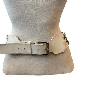 Vintage western White leather concho statement belt